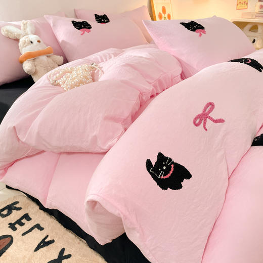 【开学季5折购】水洗超柔四件套亲肤棉可甜可盐小清新奶油风床单款床笠款套件 商品图6