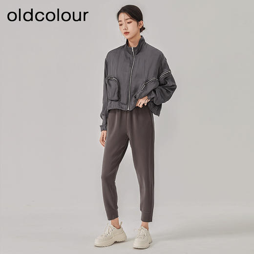 oldcolour2023春季新款灰色直筒立领运动休闲短款外套女O12041265 商品图2