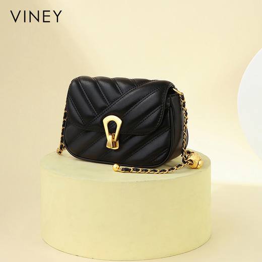 菱格小方包 | VINEY含牛皮时尚百搭高级感单肩斜挎包精致优雅小金球女包4426 商品图4
