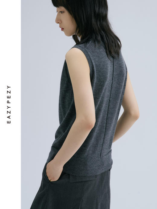 2024AW 精纺羊绒无袖半高领套头衫 商品图3