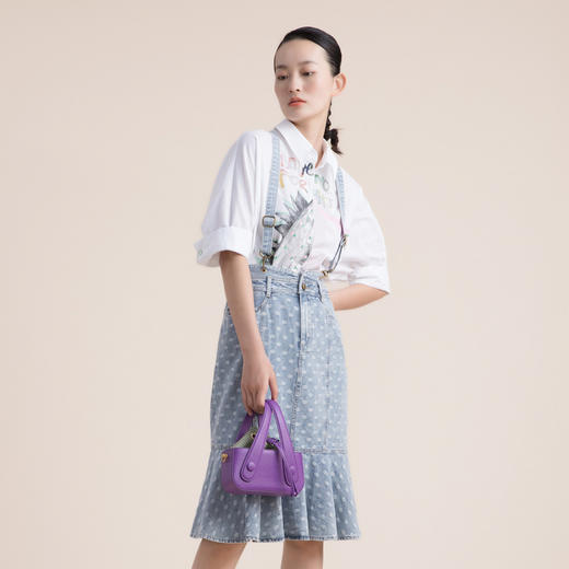 谜底纯棉牛仔半身裙2022夏季复古卡扣学带包臀鱼尾裙女222MB0508 商品图1