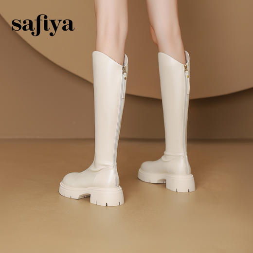 Safiya/索菲娅2024冬 小个子增高厚底粗跟不过膝显瘦高筒骑士靴  SF44117018 商品图6
