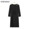 oldcolour秋季新款不规则收腰时尚修身纯色长袖连衣裙女P381014A1 商品缩略图0