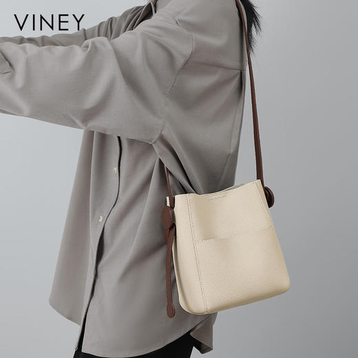 水桶包 | VINEY牛皮腋下斜跨单肩包大容量高级感包包女小众手提包6646 商品图2