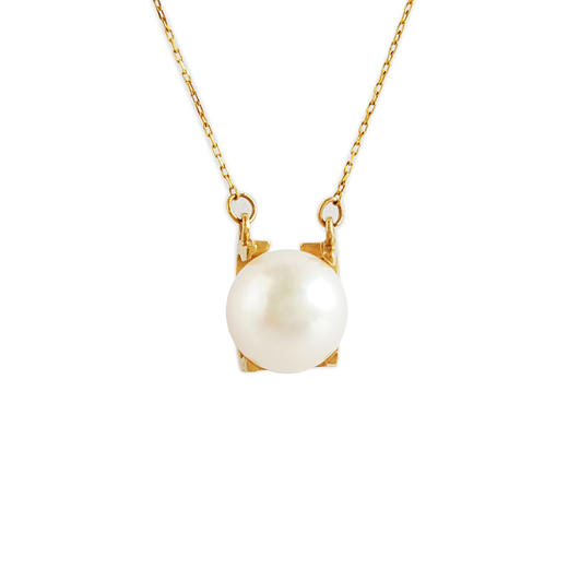 【天然正品】AU750黄金镶约8.4MM天然akoya海水珍珠吊坠项链女士现售价：1280！特价280724NJS02 商品图0