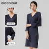 oldcolour2023春新款高级V领显瘦七分袖中长款连衣裙女HO14103441 商品缩略图1