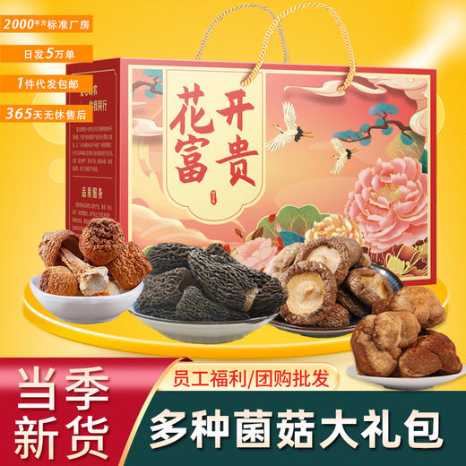 山珍菌菇礼盒装七彩菌汤包批发木耳干货中秋菌菇礼盒福利代发 商品图0