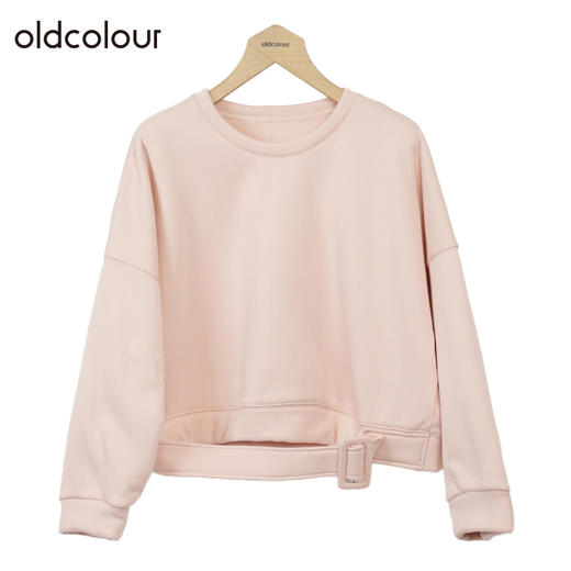 oldcolour粉色套头卫衣冬季新款设计感气质宽松上衣女O41024167 商品图0