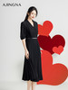 【商场同款】阿菁娜2024秋季新款V领平驳头压褶连衣裙A29Q112069 商品缩略图1