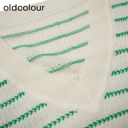oldcolour条纹背心春季新款V领直筒百搭马甲小坎肩女GP11051609 商品图4