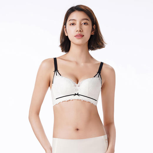 都市丽人内衣自然舒适常规文胸蕾丝薄文胸3/4杯三排扣树脂胶圈LBT2M2 商品图1