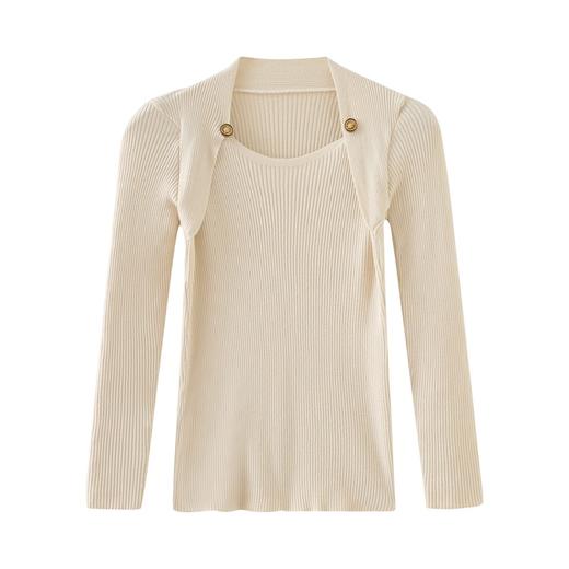 设计感针织衫女春秋套头新款纯色气质毛衣女时尚修身显瘦上衣潮女 商品图5