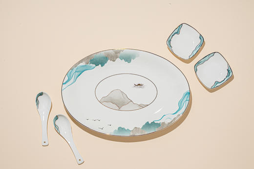 富玉 |  景德镇高温玲珑瓷餐具组合轻奢高级感忘川餐具 商品图1