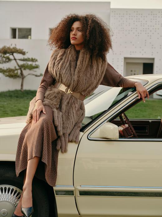 SAFICOO 优雅女人下摆手编流苏设计披肩 商品图0