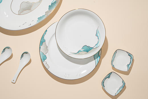 富玉 |  景德镇高温玲珑瓷餐具组合轻奢高级感忘川餐具 商品图2