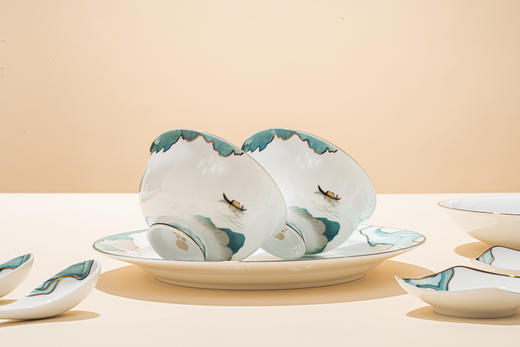 富玉 |  景德镇高温玲珑瓷餐具组合轻奢高级感忘川餐具 商品图3