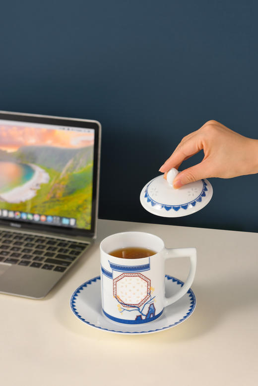 富玉 |  景德镇青花玲珑陶瓷水杯洞天一碧办公杯套组礼盒装伴手礼 商品图2