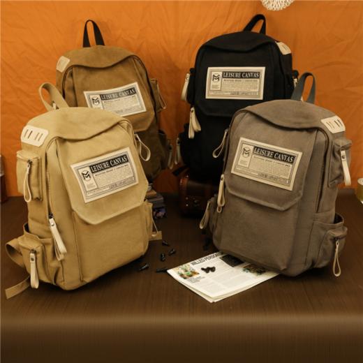 👍👍👍【沐桻大容量双肩帆布包】🌼1、全棉帆布，定制高密重码帆布，柔软舒适，🌟透气耐磨 2、品牌定制logo,经典印花内衬，定制五金 商品图3