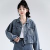 雀说 短款牛仔外套女港味百搭夹克复古宽松休闲上衣20240813002 商品缩略图2