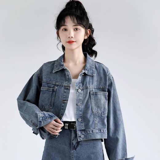 雀说 短款牛仔外套女港味百搭夹克复古宽松休闲上衣20240813002 商品图2