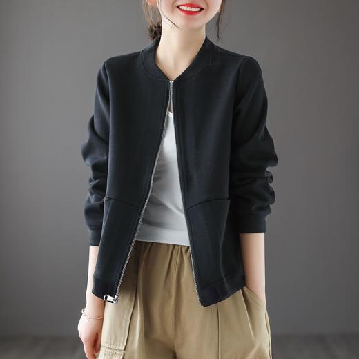 雀说 女士短外套女春秋潮宽松拉链开衫卫衣20240813001 商品图2