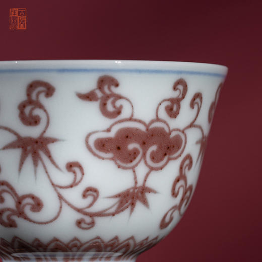 寒香慕古明釉里红灵芝纹闻香杯(缺货） 商品图3
