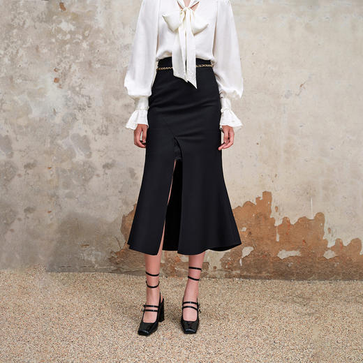 复古浪漫氛围感分割设计感开叉鱼尾半裙秋季约会小裙子MS88SK559 商品图1