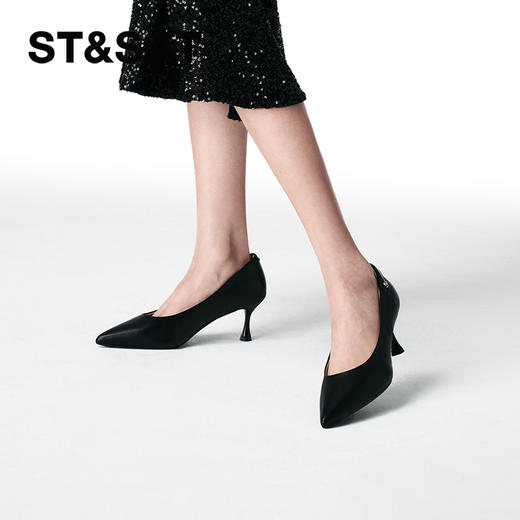 星期六气质简约羊皮细高跟SSC3111174 商品图1