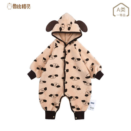 【双面抱抱绒~轻盈保暖不臃肿】婴儿连体衣服秋冬款双面奥利绒外出连体衣立体连帽哈衣居家爬服 商品图4