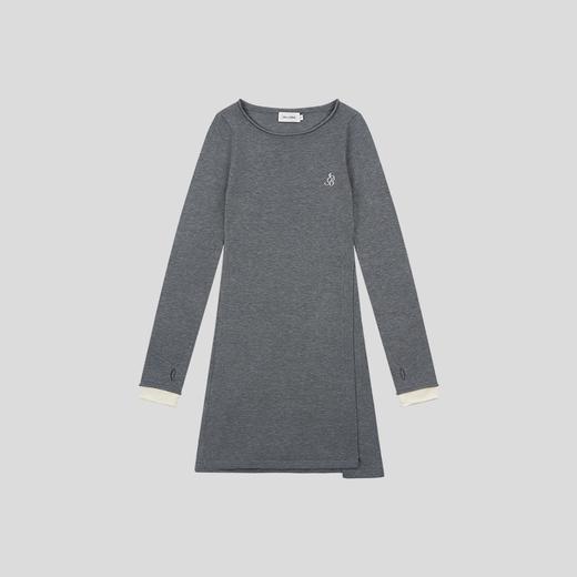 GOODBAI G.B logo刺绣紧身圆领开衩长袖针织衫 商品图1