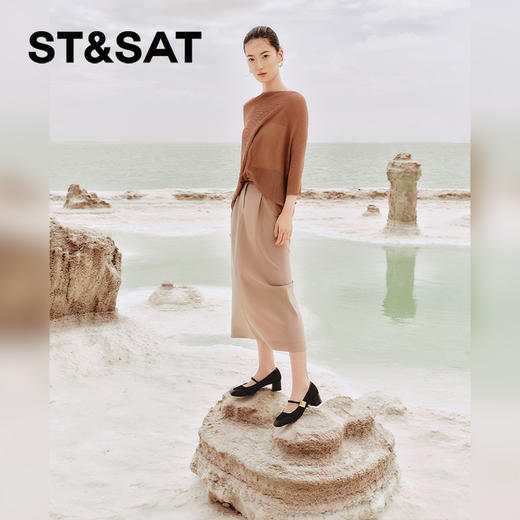 星期六复古宫廷风拼接粗跟玛丽珍SSC3111110 商品图2