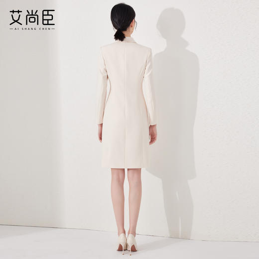 艾尚臣气质主持人长袖青果领连衣裙正式场合正装新中式小A裙盘扣 商品图6