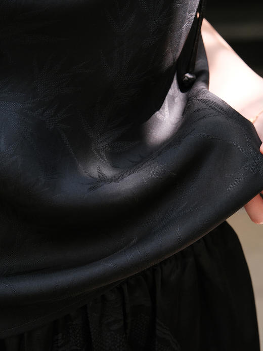 盛唐牡丹 |香云纱文竹纹吊带上衣 商品图2