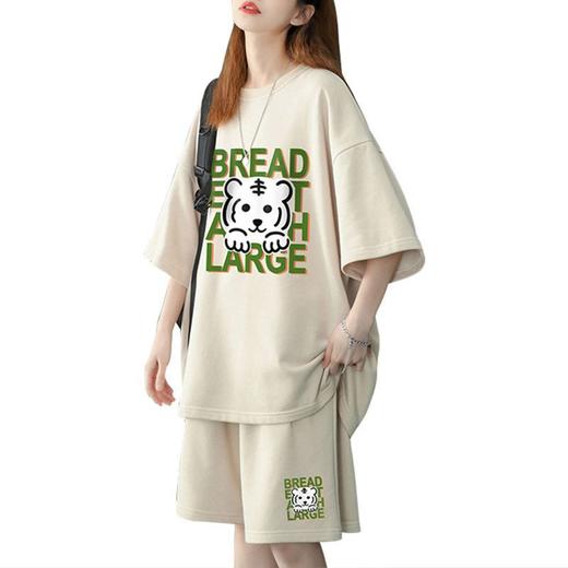 潮牌休闲运动套装女胖mm2-300斤大码宽松短袖短裤时尚两件套夏季 商品图4