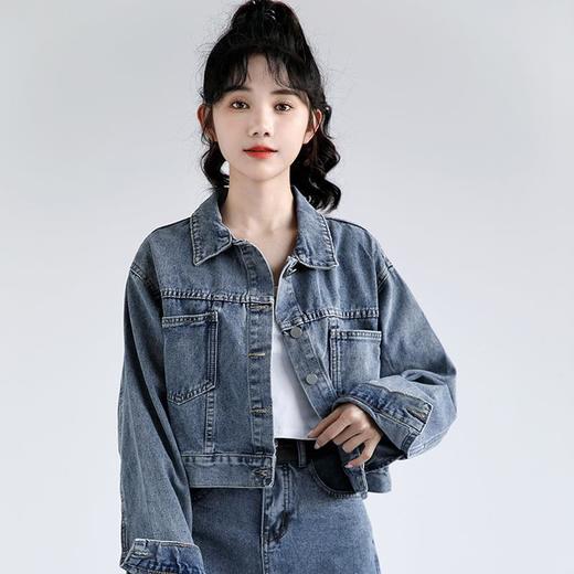 雀说 短款牛仔外套女港味百搭夹克复古宽松休闲上衣20240813002 商品图3