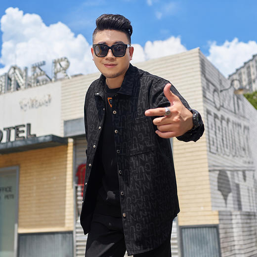 【新款DMH】大依优型大码翻领衬衫外套男宽松加肥加大码上衣夹克运动潮流 商品图1