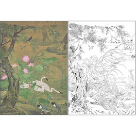 佚名花鸟工笔画白描底稿《瑞莲翎毛图》临摹勾线高清打印稿MD24