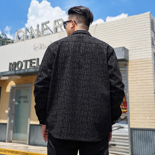 【新款DMH】大依优型大码翻领衬衫外套男宽松加肥加大码上衣夹克运动潮流 商品图4