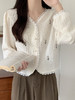 【V领短款长袖刺绣花朵小开衫】秋季韩系减龄百搭宽松显瘦小个子上衣 商品缩略图2