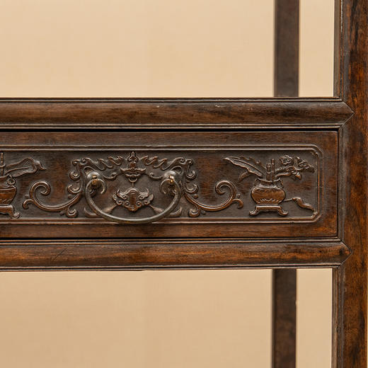 清早期 紫檀全敞式三层架格（一对） 商品图2