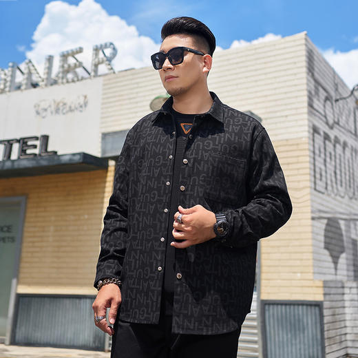 【新款DMH】大依优型大码翻领衬衫外套男宽松加肥加大码上衣夹克运动潮流 商品图3