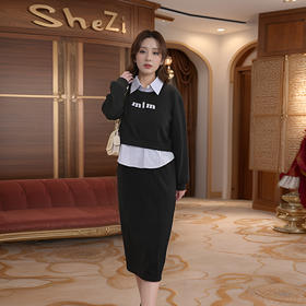 8/16奢姿2024秋季新款大码女装减龄套装胖妹妹拼接上衣气质半裙两件套9944926745