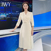 IWY/设计感杏色面试主持人正装女温柔风腰带款通勤西装连衣裙子Q14314 商品缩略图0