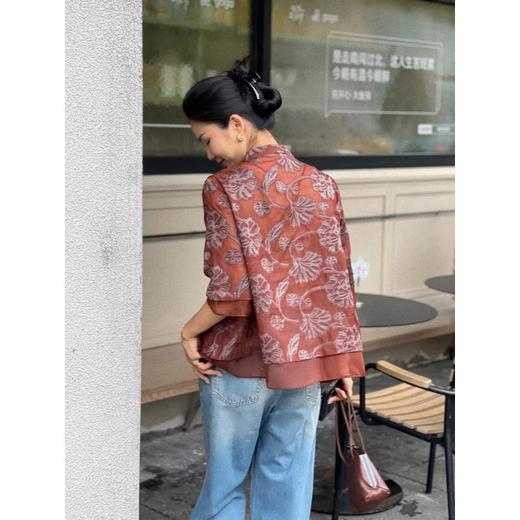 【包邮发顺丰】55224 洛诗琳夏季新款香云纱工艺100%真丝欧根缎剪花上衣 KTT368 商品图2