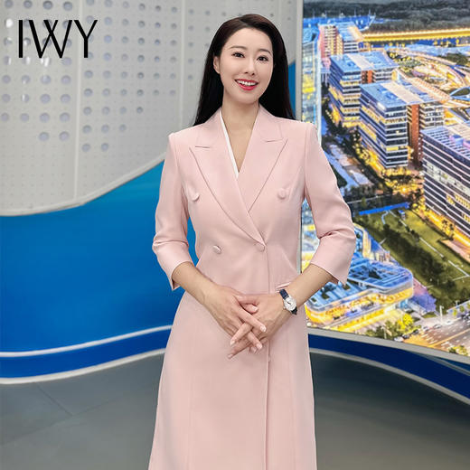 IWY/粉色演讲比赛服装女高级播音艺考主持正式场合气质西装连衣裙Q13206 商品图4