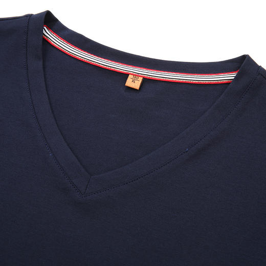 【V领】【纯棉】【DWP】大依优型大码男装V领长袖T恤加肥加大胖子上衣男士打底衫T恤休闲 商品图2