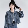 雀说 短款牛仔外套女港味百搭夹克复古宽松休闲上衣20240813002 商品缩略图1