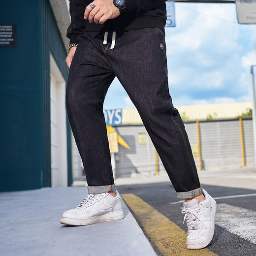 【新款DMH】大依优型大码松紧腰牛仔裤加肥加大宽松男士胖子300斤显瘦潮流弹力舒适 商品图5