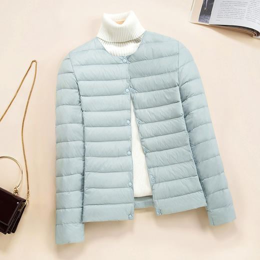 丁摩 羽绒服女内胆轻薄无领长袖内穿保暖圆领薄款轻便羽绒内胆 商品图2