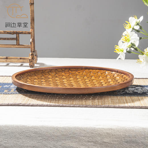 手工竹编八目晚秋浅盘 商品图0